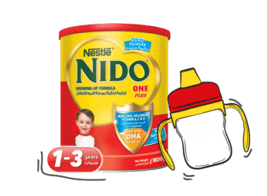 Nido for 1 - 3 Years Milk Can and a milk bottle